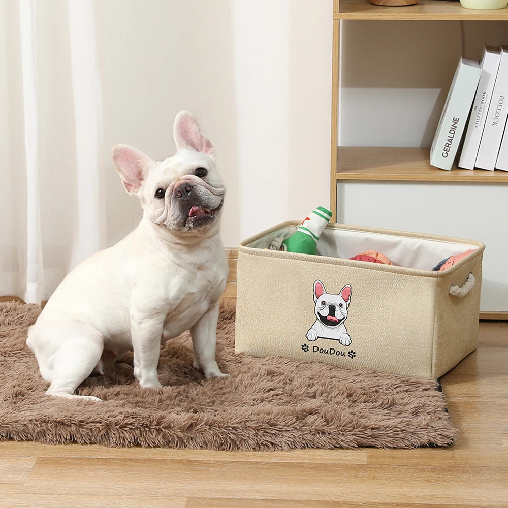 Personalized Pet Image Name Pet Toy Storage Basket