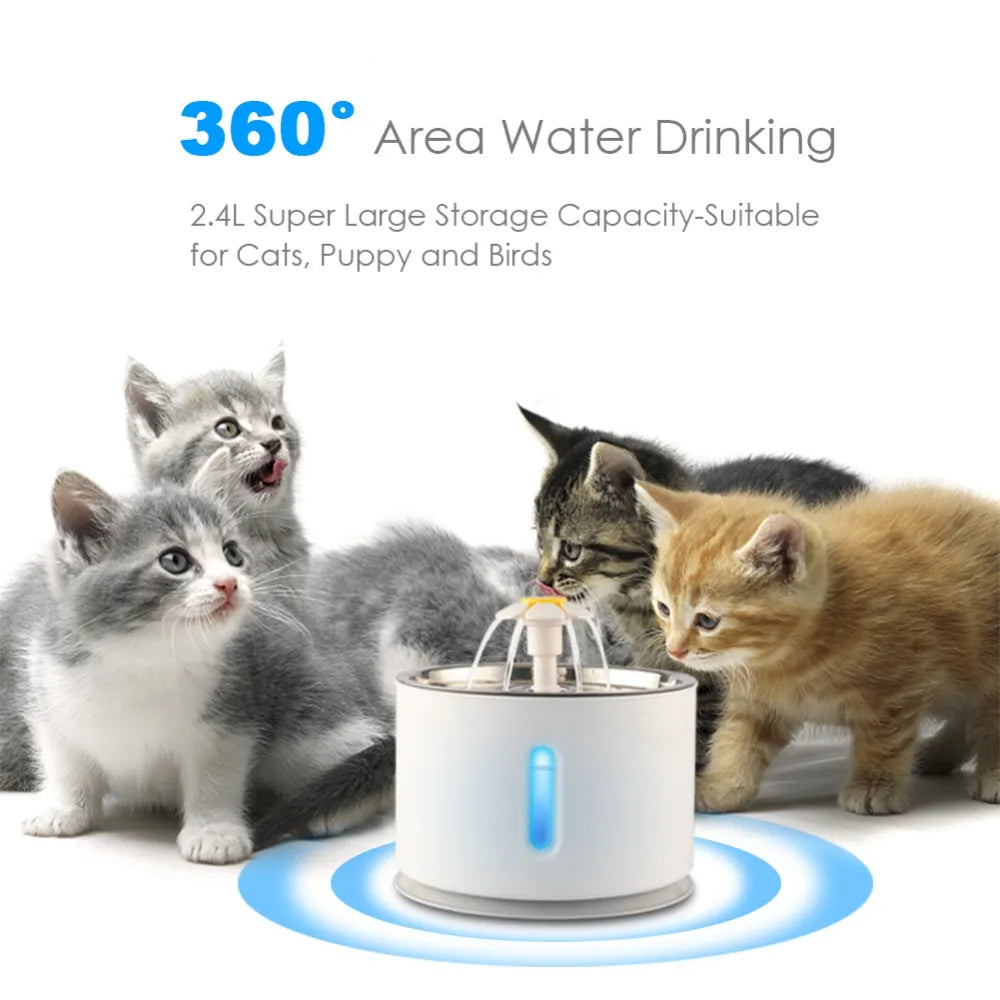 2.4L Automatic Cat Water Fountain Blue Light up level window
