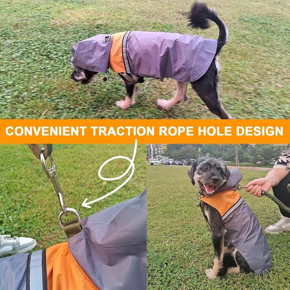 Breathable Reflective Hooded Dog Raincoat