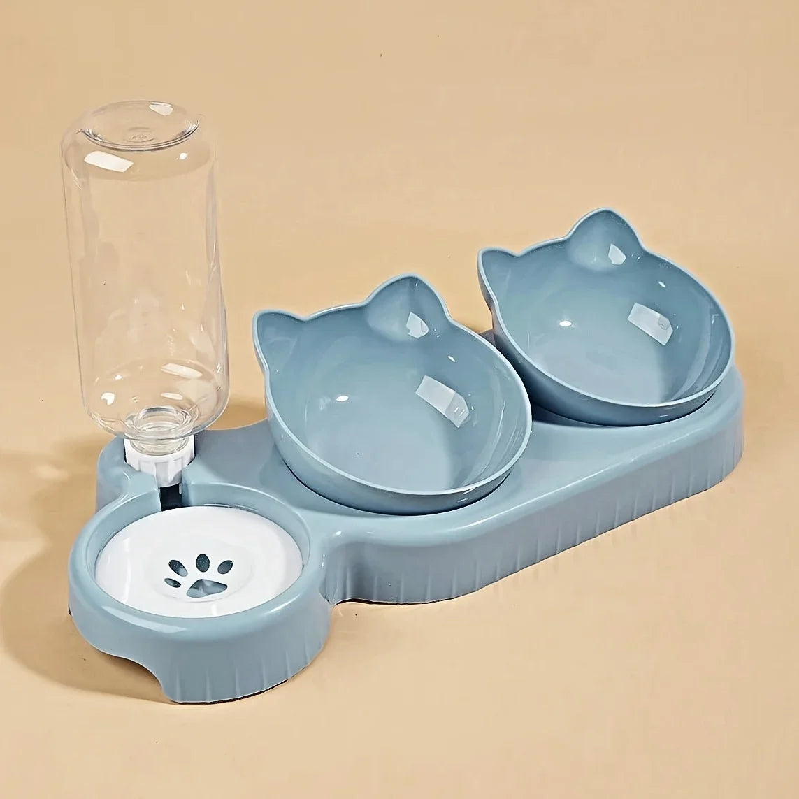 Pet Bowls With Water Dispenser , 3 In 1 Cat Ear Design