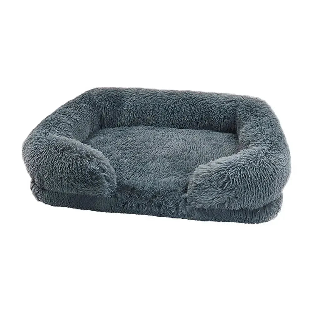 Cozy Plush Faux Fur Pet Square Bed Washable Memory Foam with Removal Cover