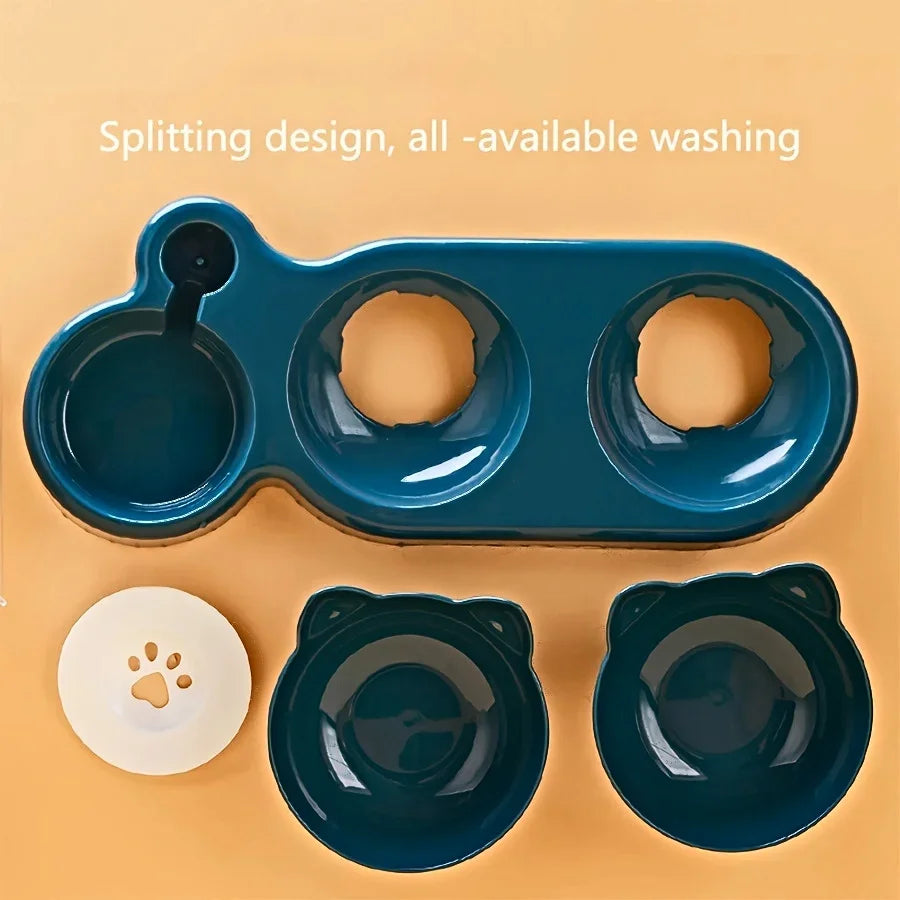 Pet Bowls With Water Dispenser , 3 In 1 Cat Ear Design