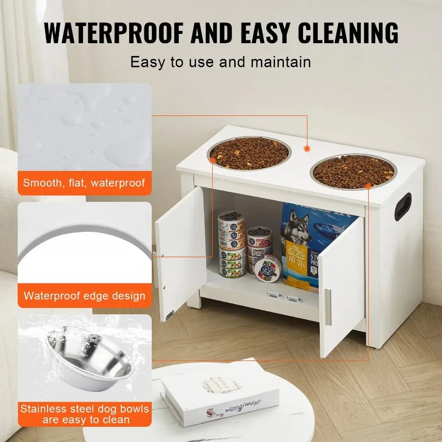 Pet Elevated Feeding and Storage Cabinet