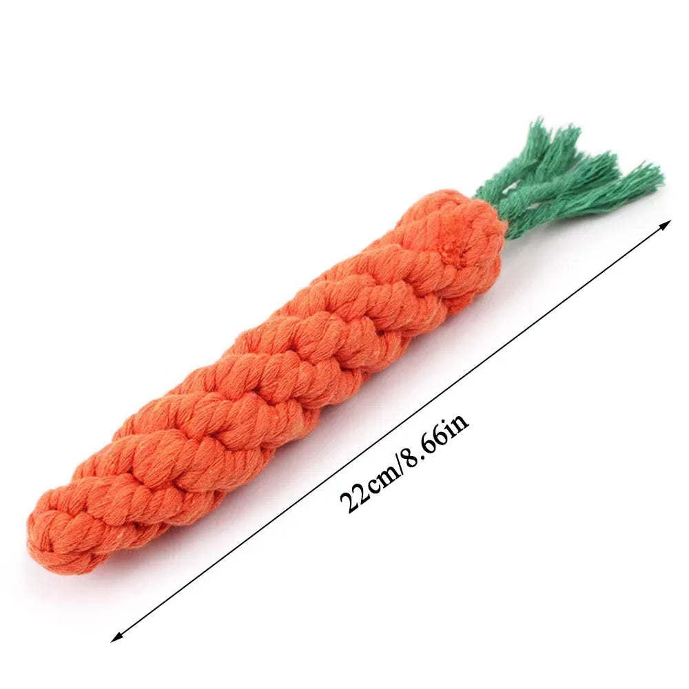 Carrot Bite Rope Pet Chew Toys Safe Durable Braided
