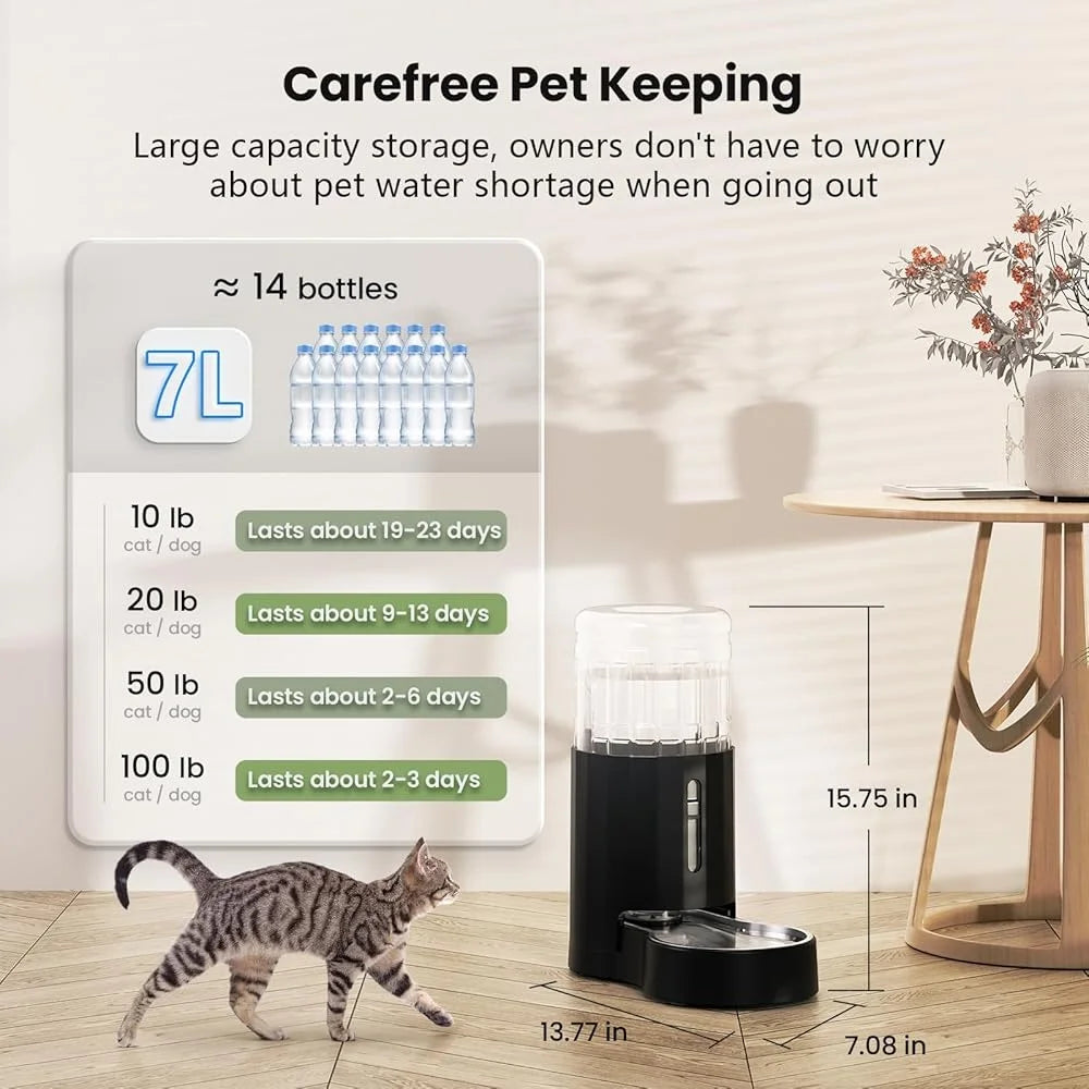 Automatic 7L Pet Water Dispenser Stainless Steel Bowl