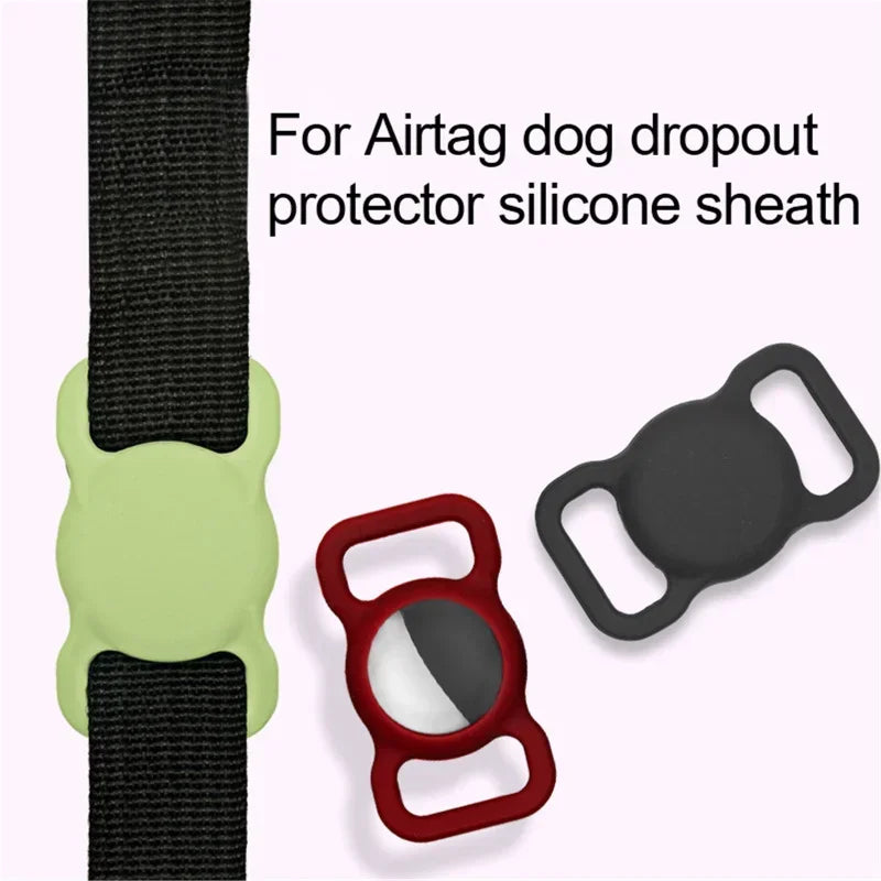 Silicone Airtags Pet Collar Protective Cover Strap Loop Holder