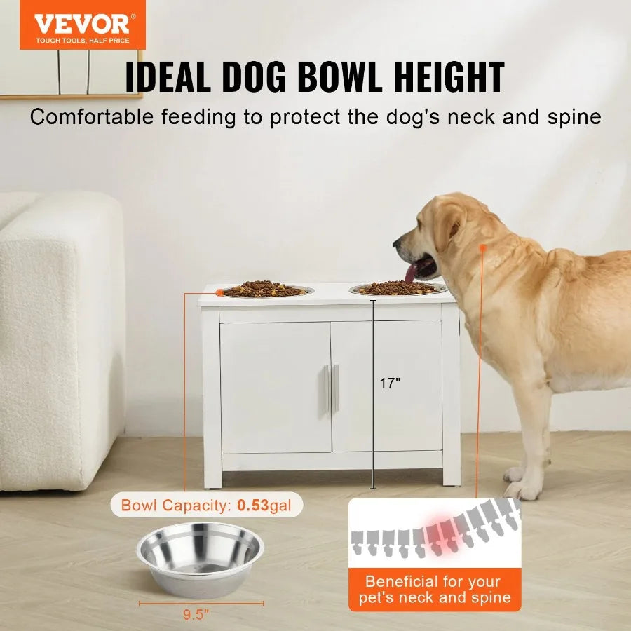 Pet Elevated Feeding and Storage Cabinet