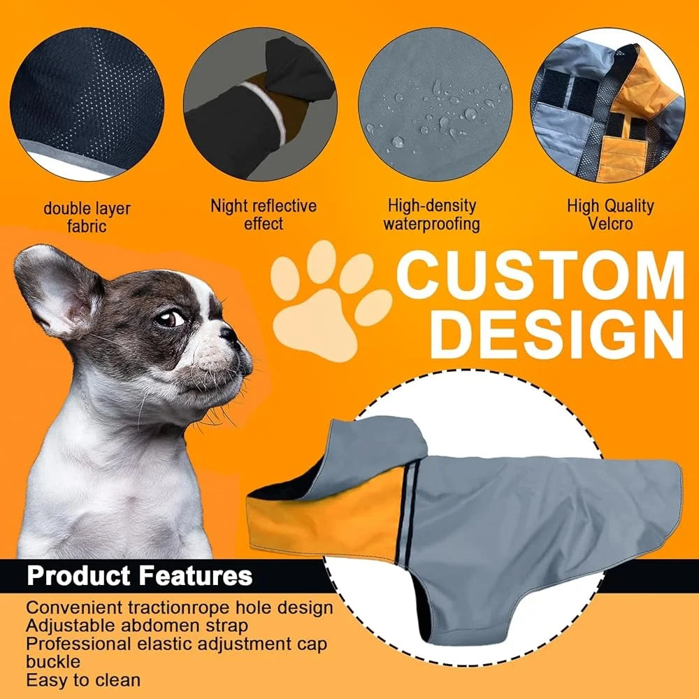 Breathable Reflective Hooded Dog Raincoat