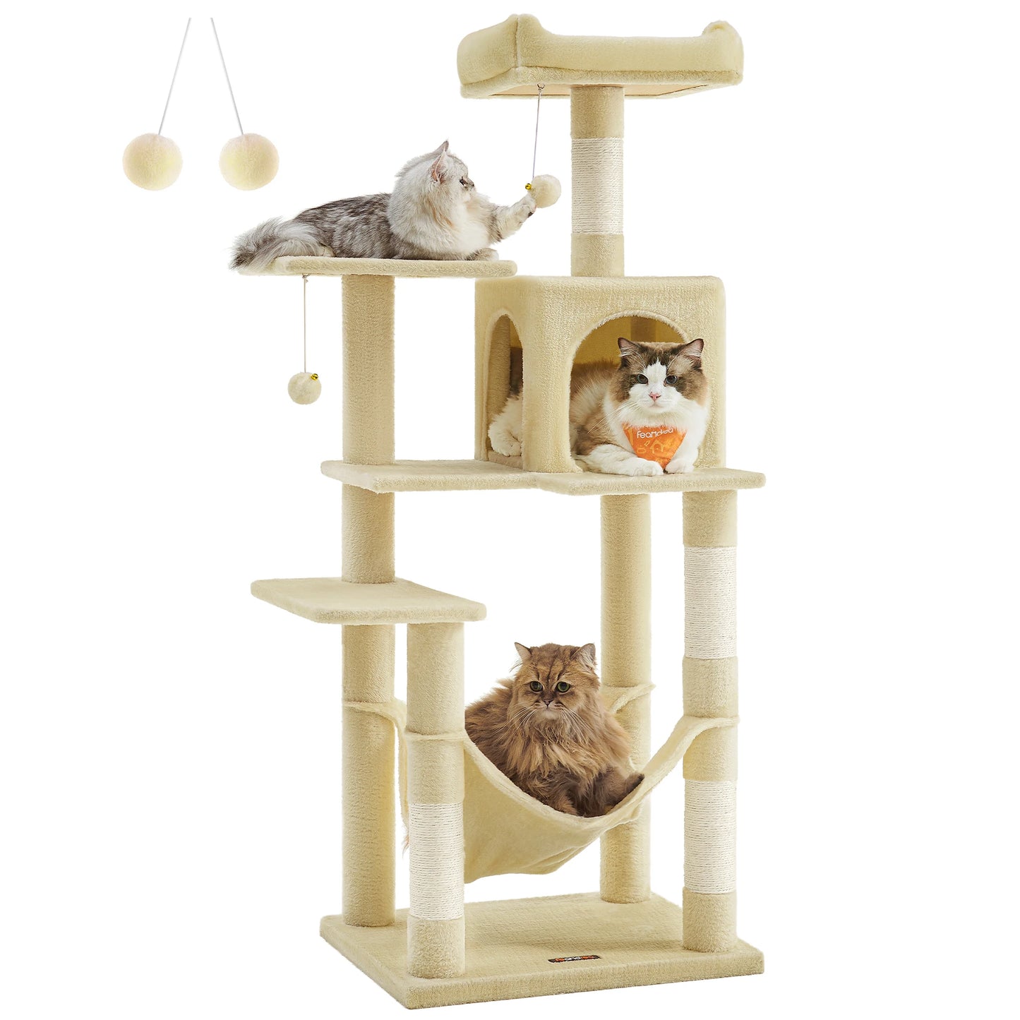 5 Level Cat Tower Condo with 4 Scratching Posts, 2 Perches, Hammock, Cave