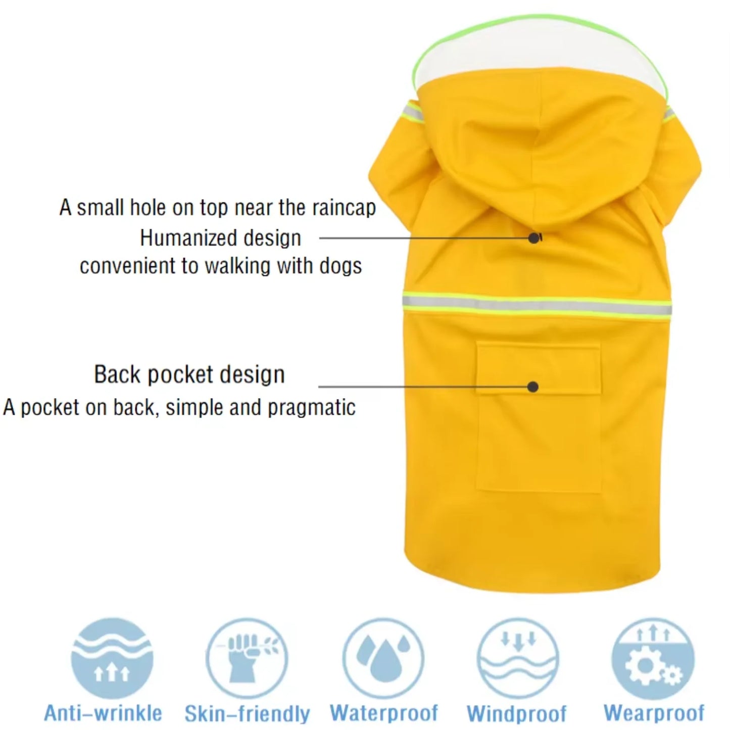 Large Pet Waterproof Apparel 4XL Hoodies Raincoat