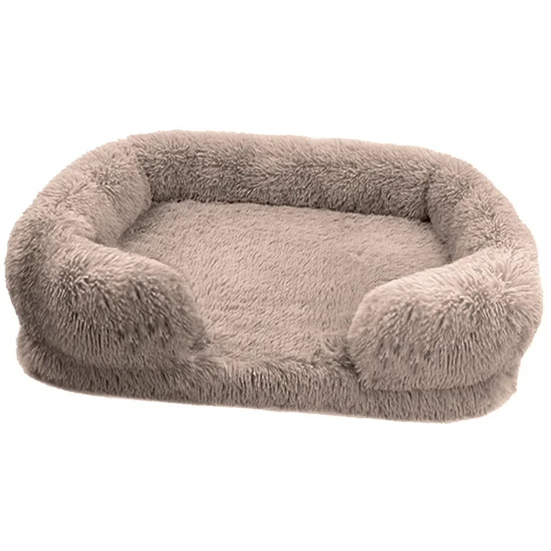 Cozy Plush Faux Fur Pet Square Bed Washable Memory Foam with Removal Cover