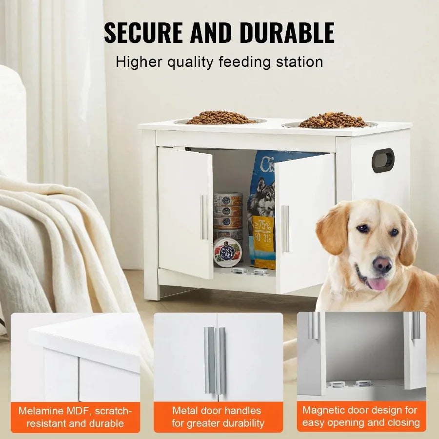 Pet Elevated Feeding and Storage Cabinet
