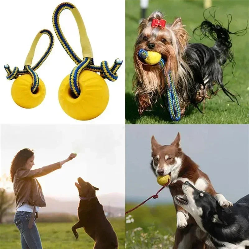 Reinforced Pet Bite Ball Ring with Rope Toy