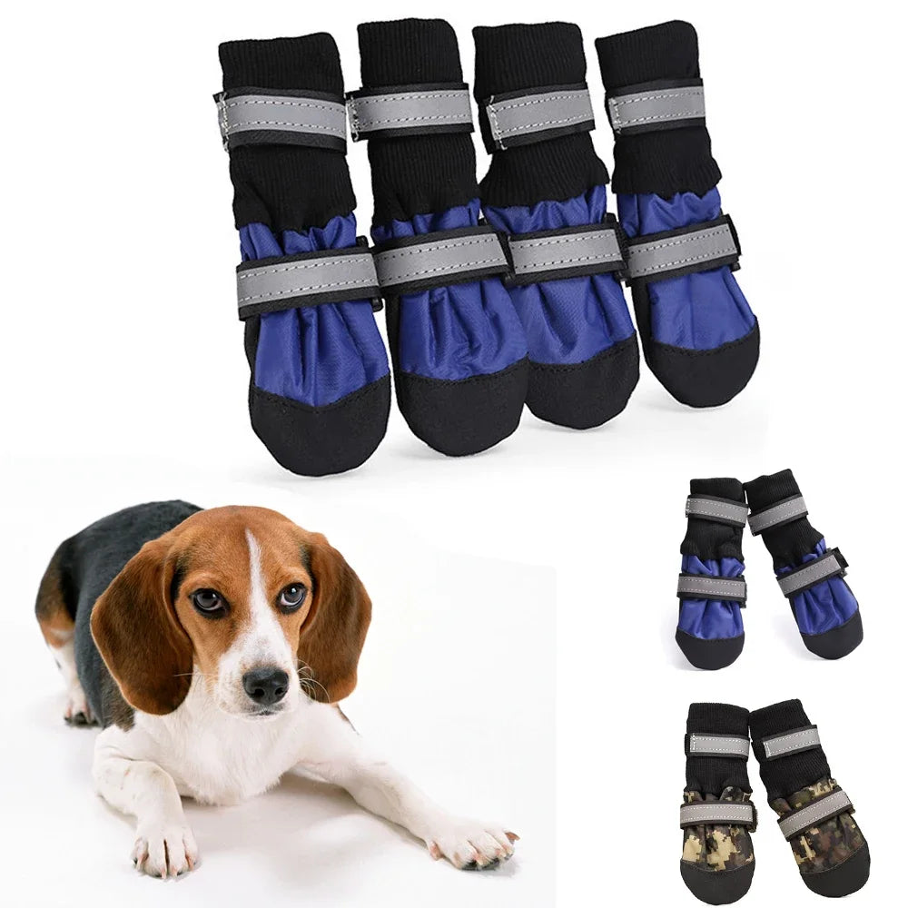 4pcs Outdoor Waterproof Pet Dog Paw Anti-Slip Boots/Shoes Protector