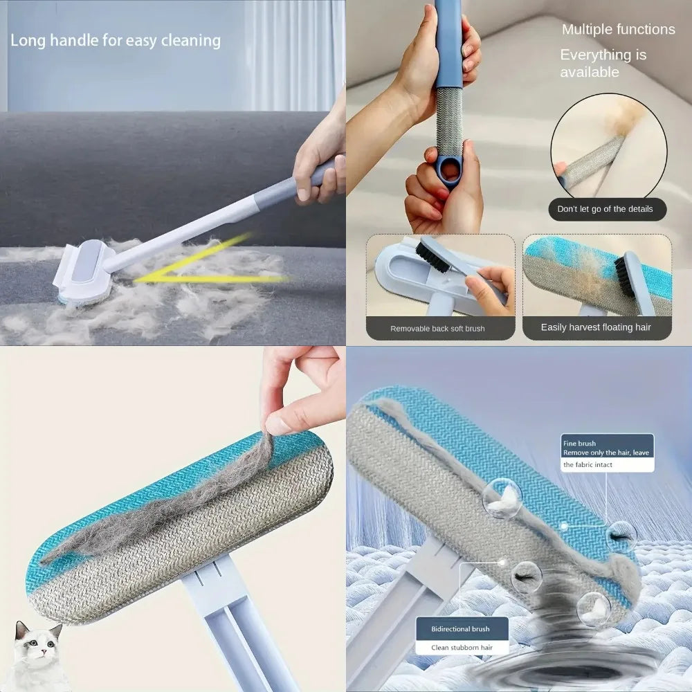 Long-Handle Pet Hair Remover Brush Grooming Cleaning Tool