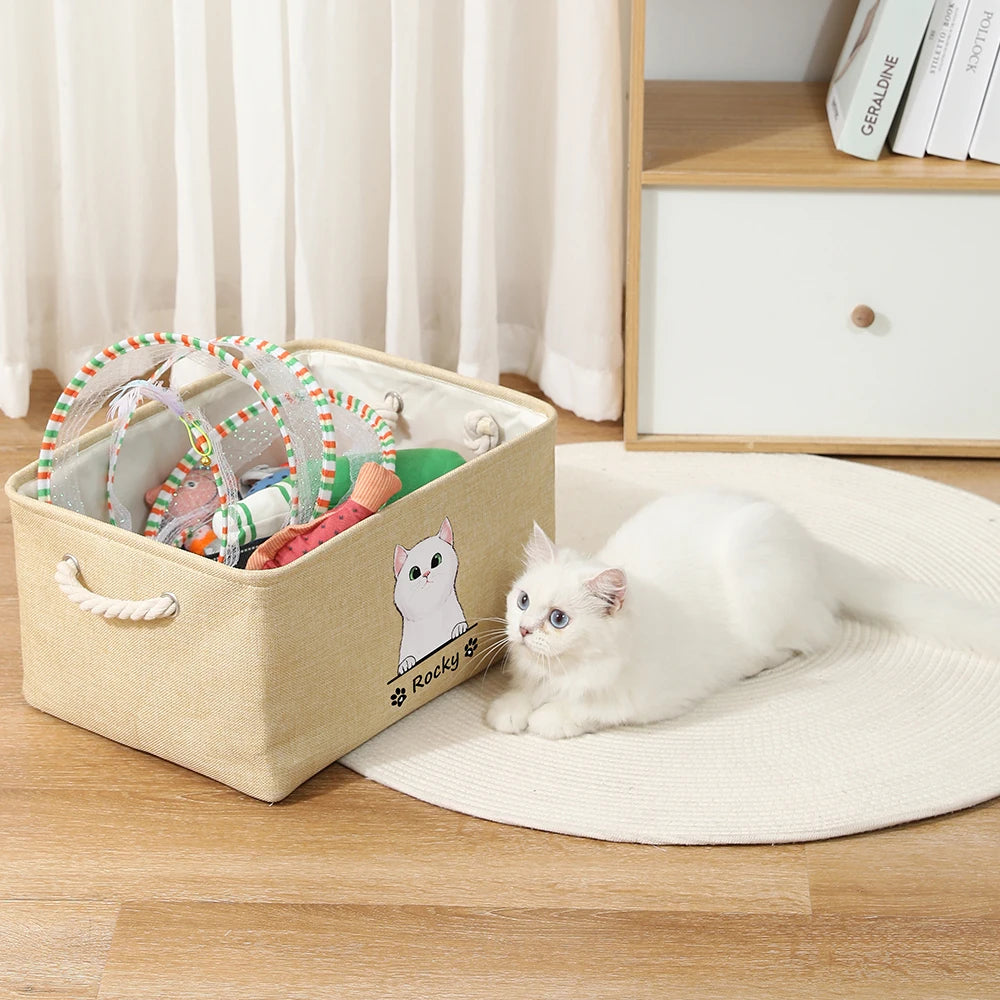 Personalized Pet Image Name Pet Toy Storage Basket