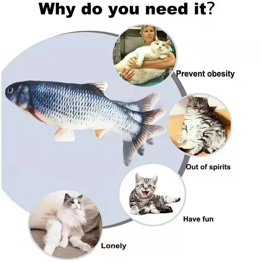 Cat Realistic Floppy Fish USB Charger Cat Toy
