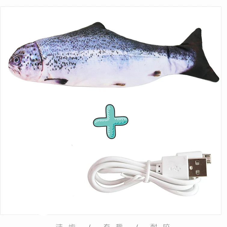Cat Realistic Floppy Fish USB Charger Cat Toy