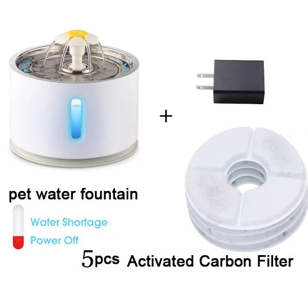 2.4L Automatic Cat Water Fountain Blue Light up level window
