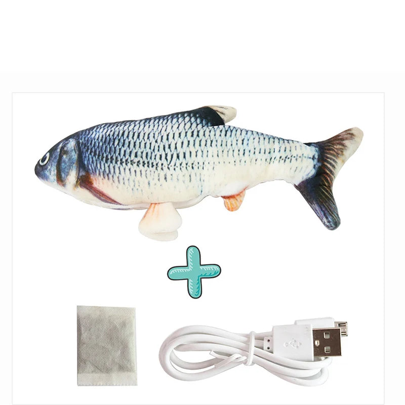 Cat Realistic Floppy Fish USB Charger Cat Toy