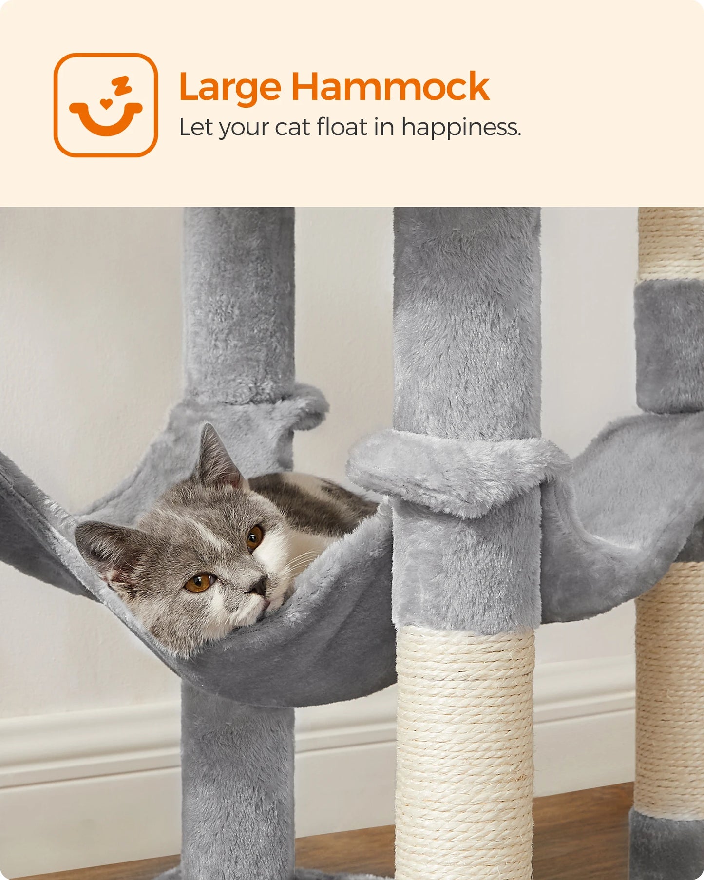5 Level Cat Tower Condo with 4 Scratching Posts, 2 Perches, Hammock, Cave