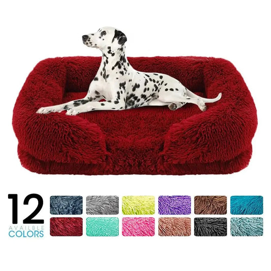 Cozy Plush Faux Fur Pet Square Bed Washable Memory Foam with Removal Cover