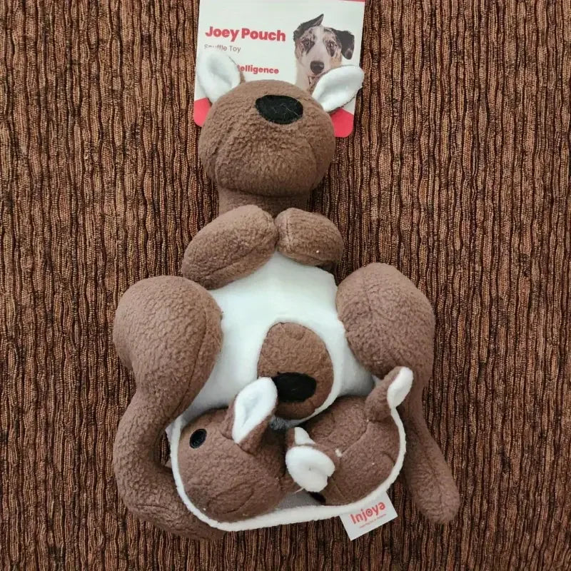 Interactive Pet Plush Kangaroo Squeak & Treat Pouch