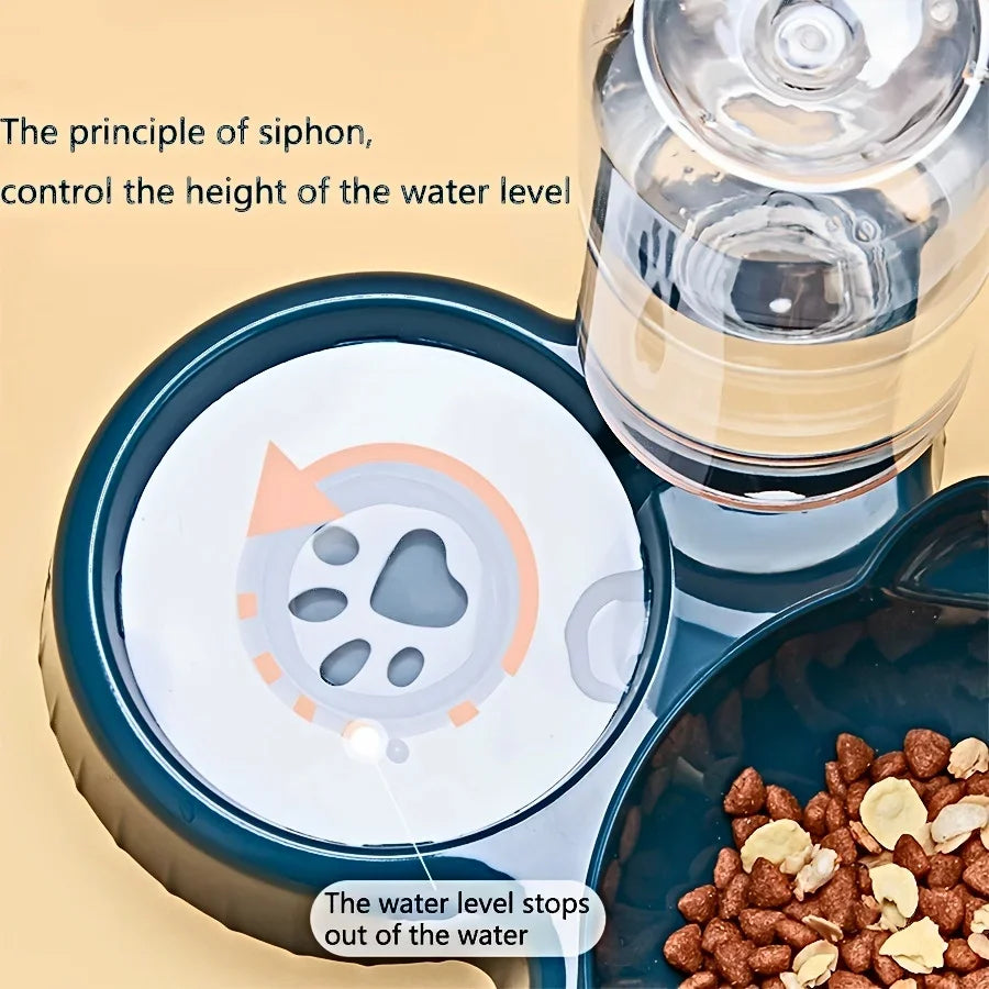 Pet Bowls With Water Dispenser , 3 In 1 Cat Ear Design
