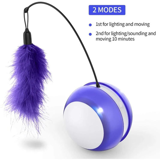Cat Automatic 360-degree Self Rotating LED Feather and Ball Toy