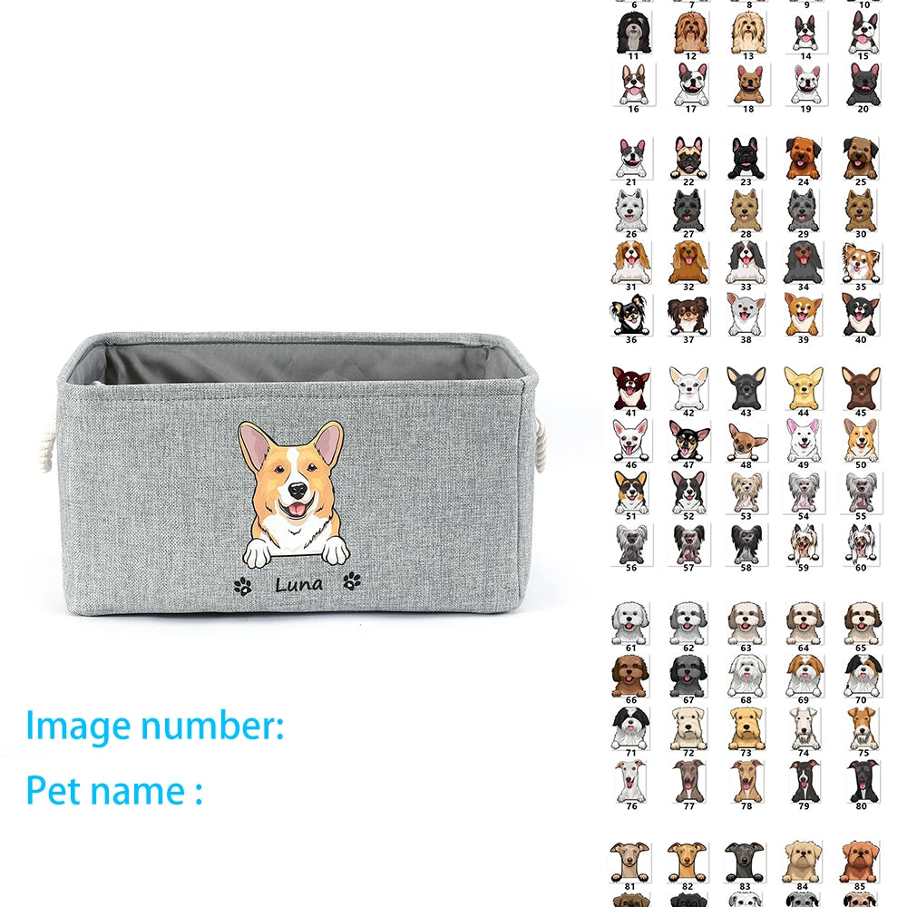 Personalized Pet Image Name Pet Toy Storage Basket