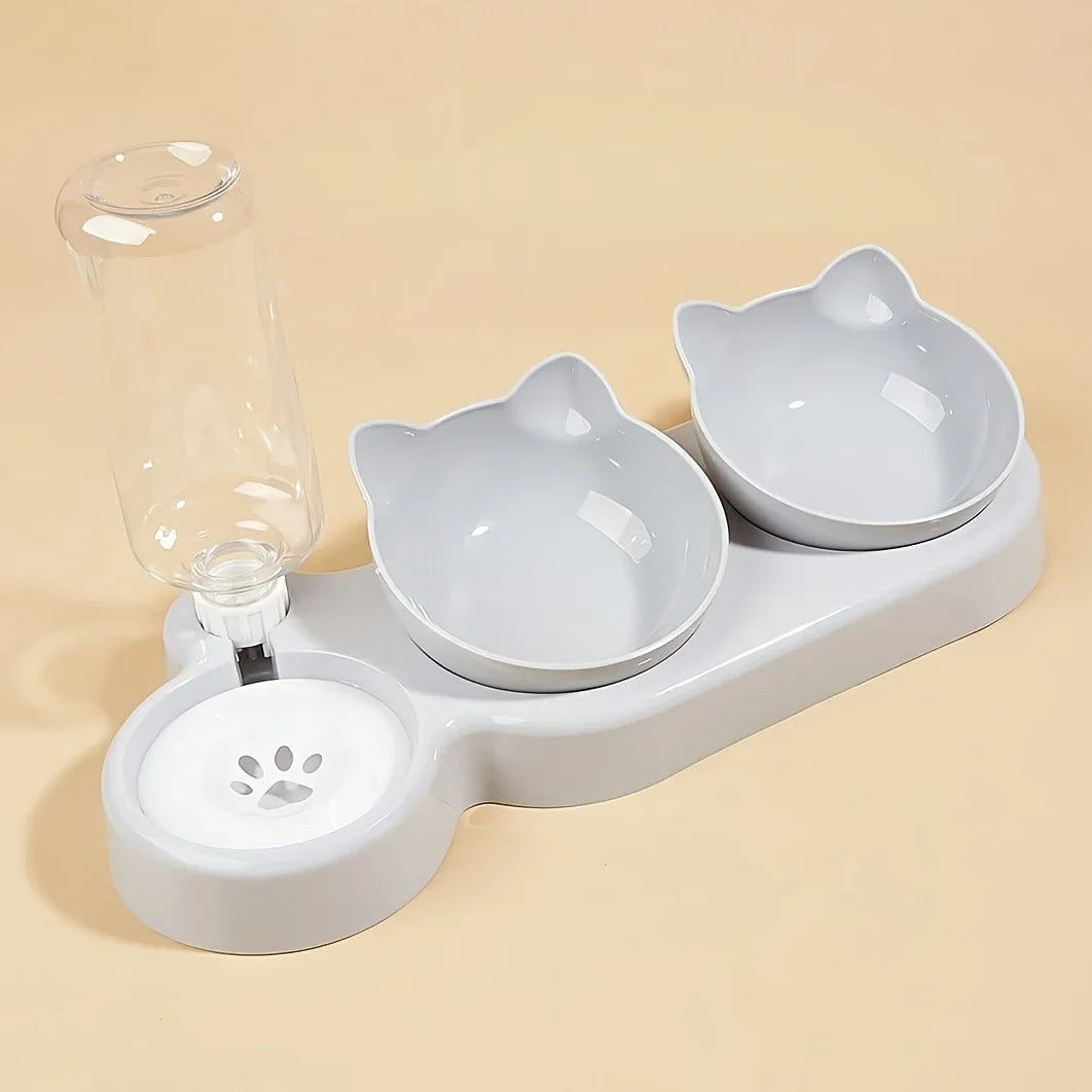 Pet Bowls With Water Dispenser , 3 In 1 Cat Ear Design