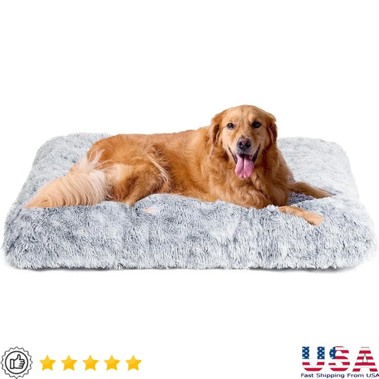 Extra Large Pet Plush Soft Faux Fur Washable Bed