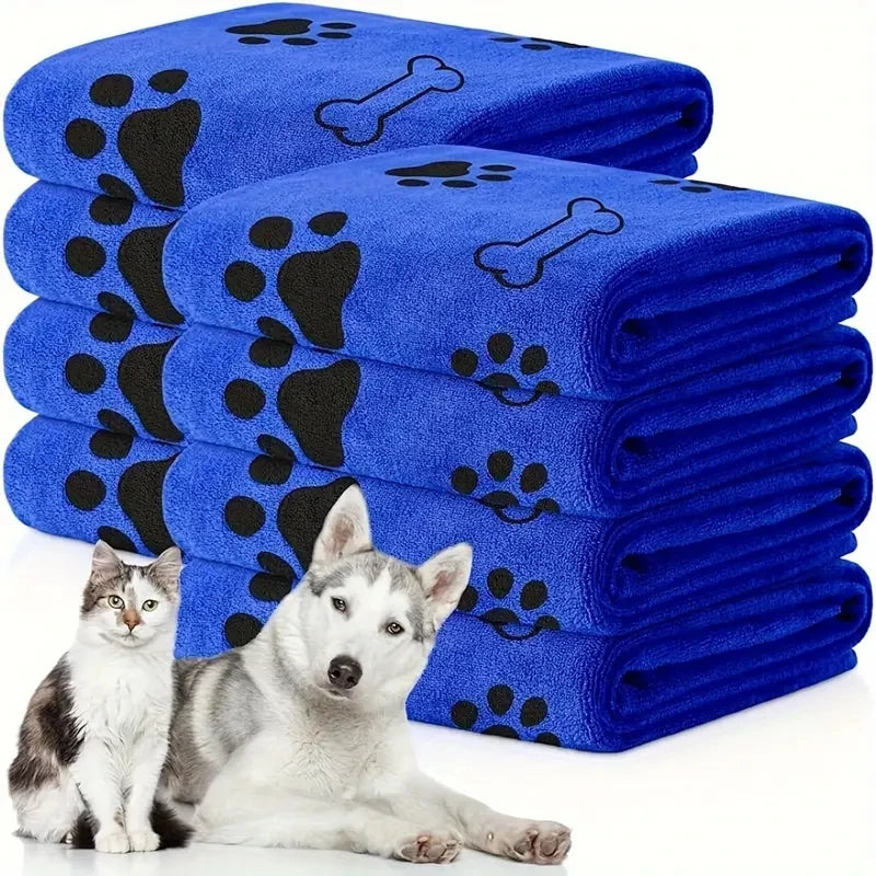 2pcs Soft Microfiber Pet Print Drying Pet Bath Towels