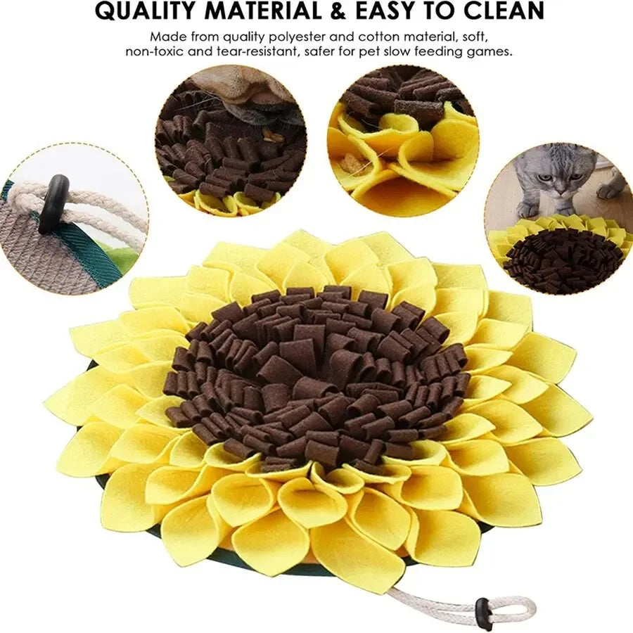 Pet Treat Sniffing Sunflower Snuffle Washable Mat Toy