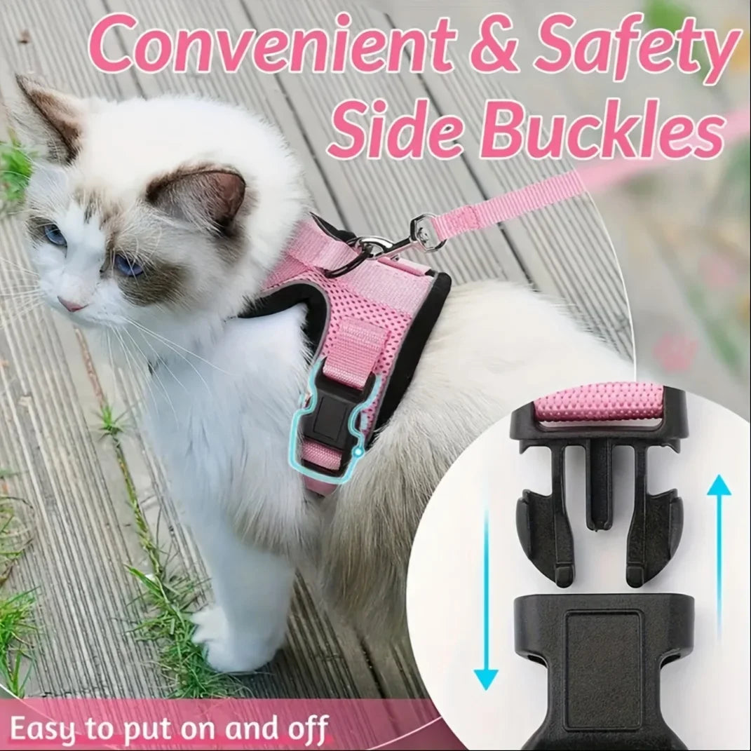Cat 2 in 1 Non-Slip Adjustable Leash/Vest Set