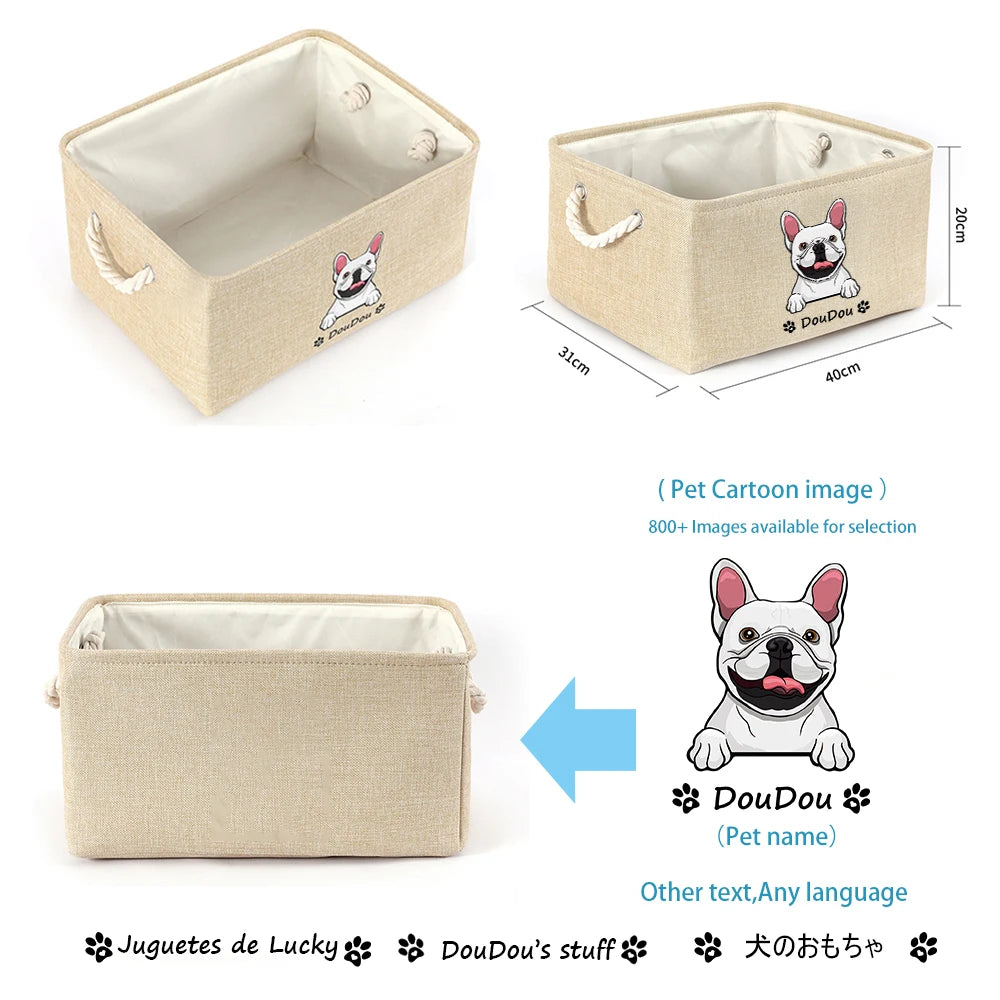 Personalized Pet Image Name Pet Toy Storage Basket
