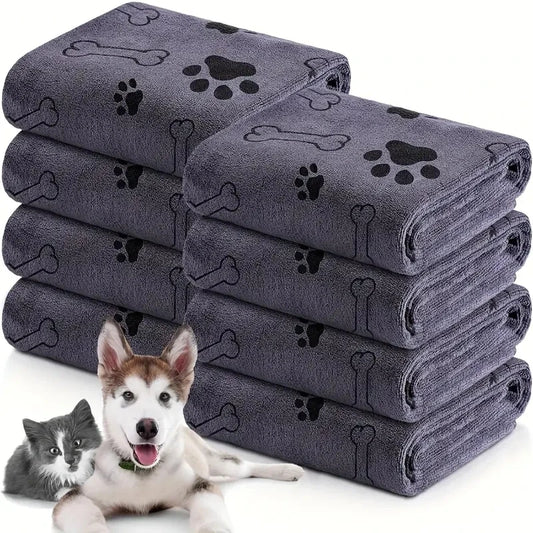 2pcs Soft Microfiber Pet Print Drying Pet Bath Towels