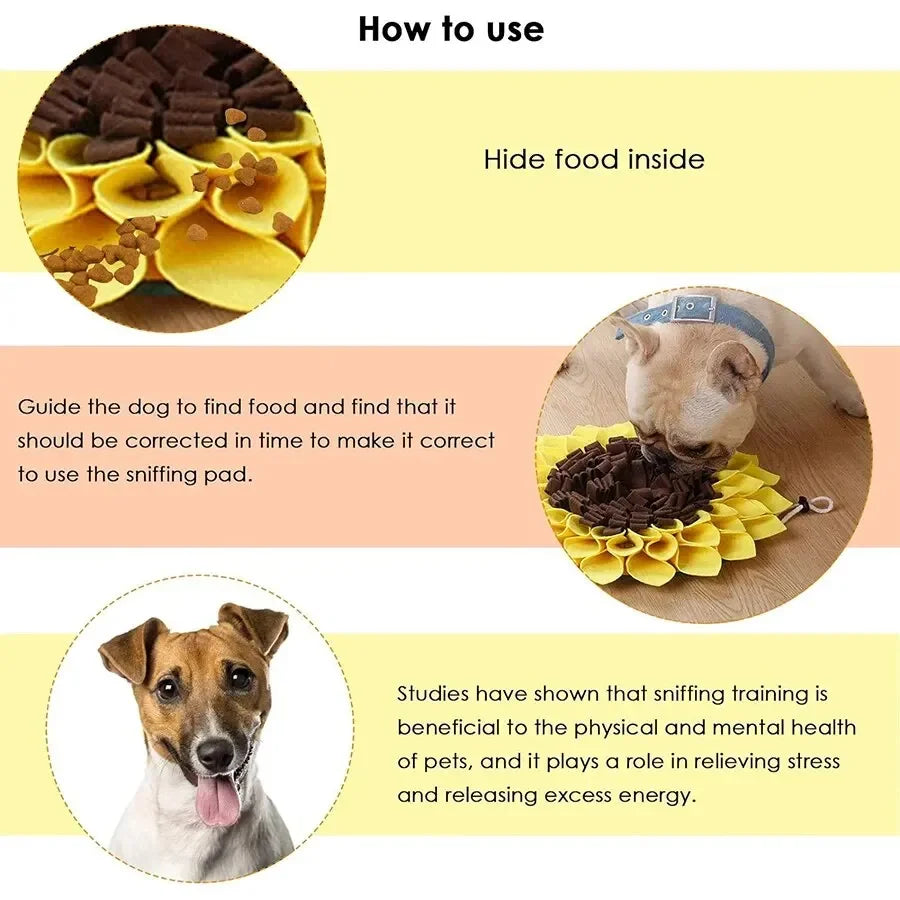 Pet Treat Sniffing Sunflower Snuffle Washable Mat Toy