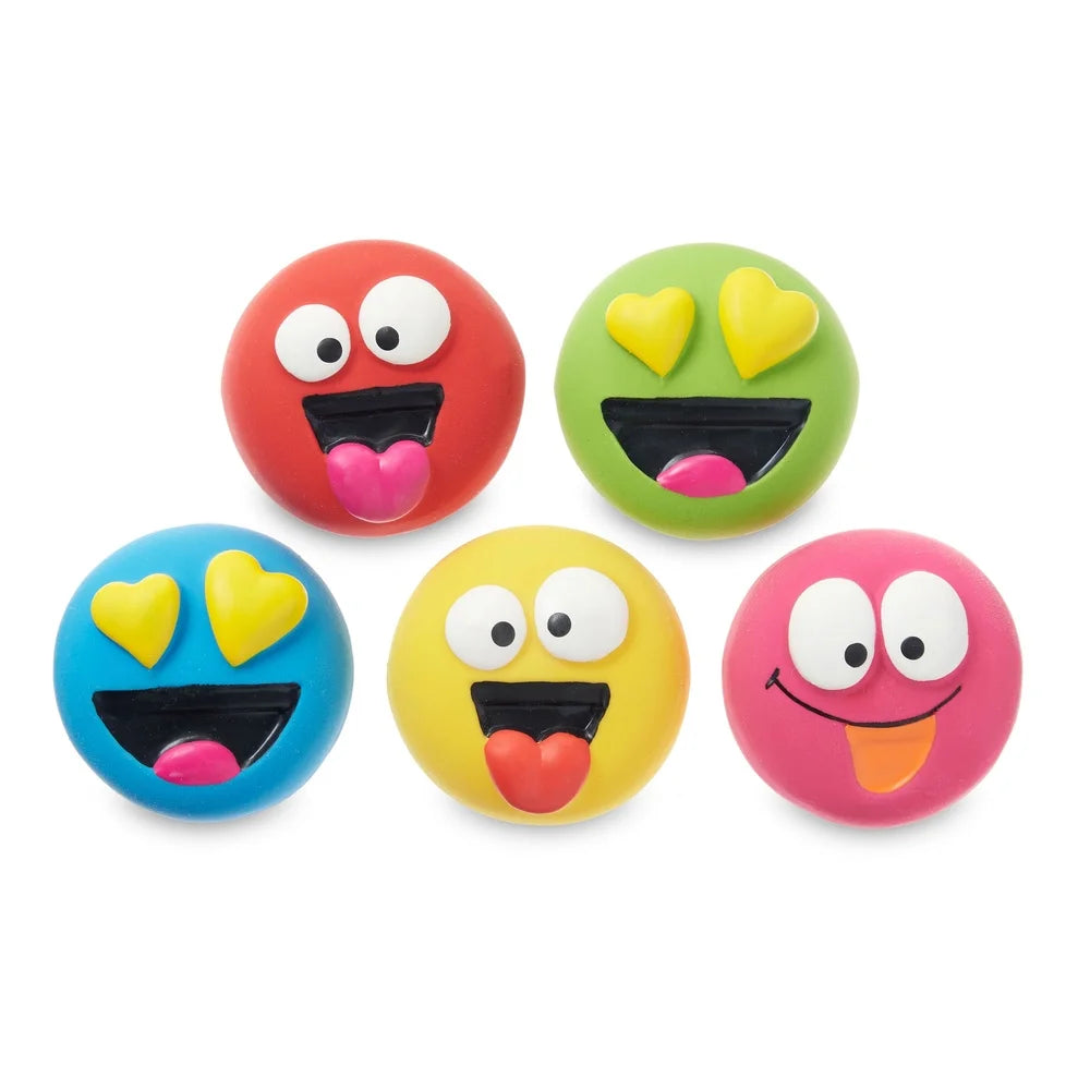 5 Pack Emoji Pet Squeaky Chewable Fetch Toy