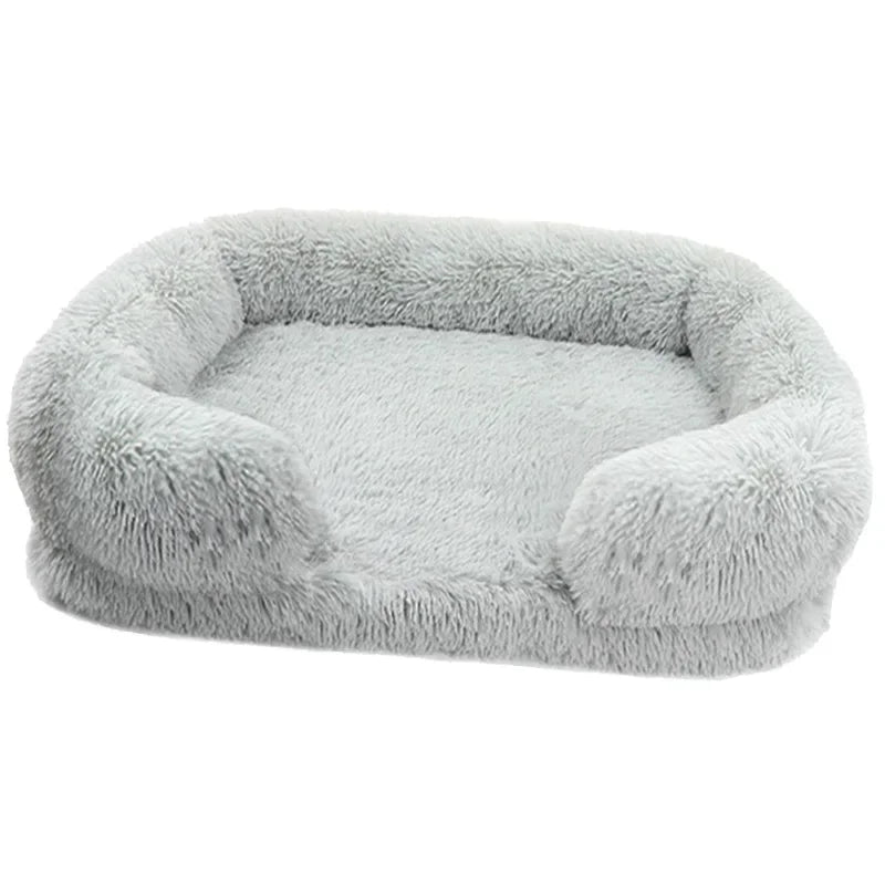 Cozy Plush Faux Fur Pet Square Bed Washable Memory Foam with Removal Cover