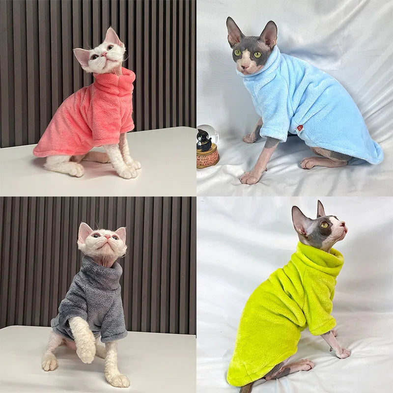 Sphynx Turtleneck Soft Pet Fluff Pullover Sweater Clothing