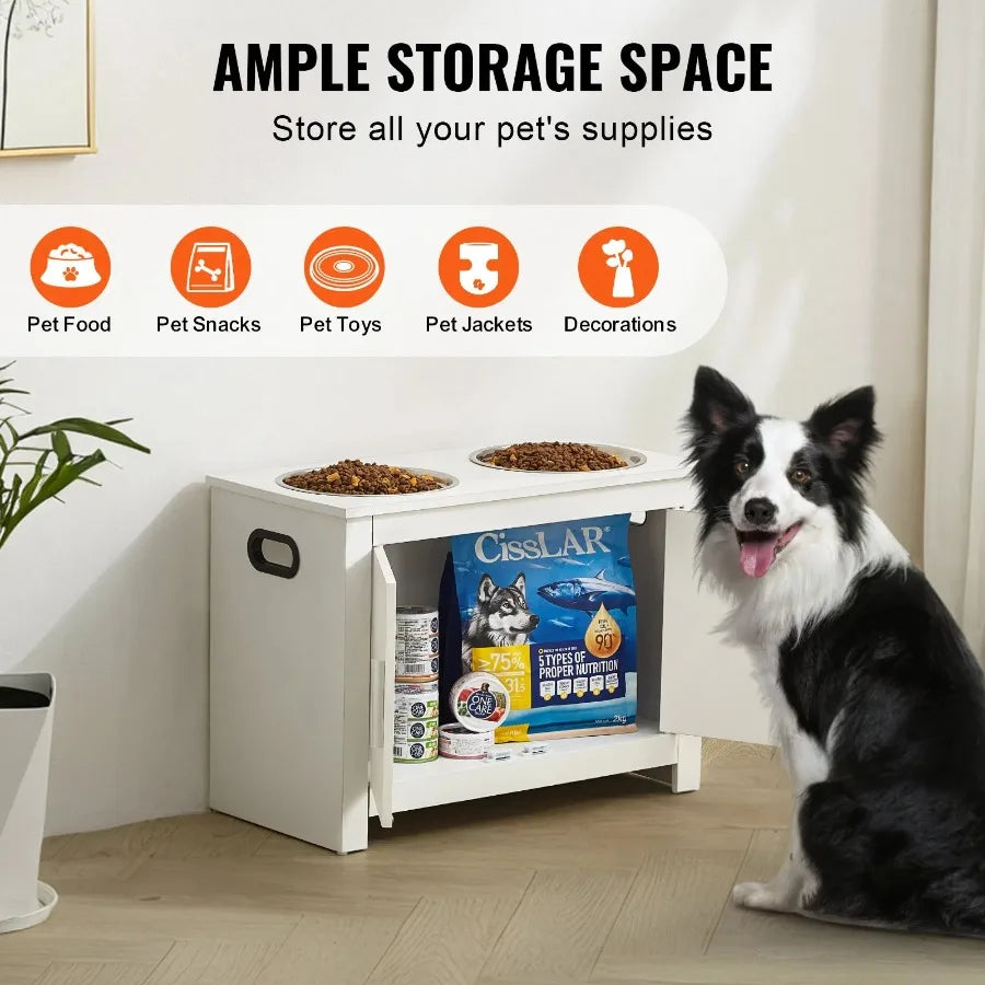 Pet Elevated Feeding and Storage Cabinet