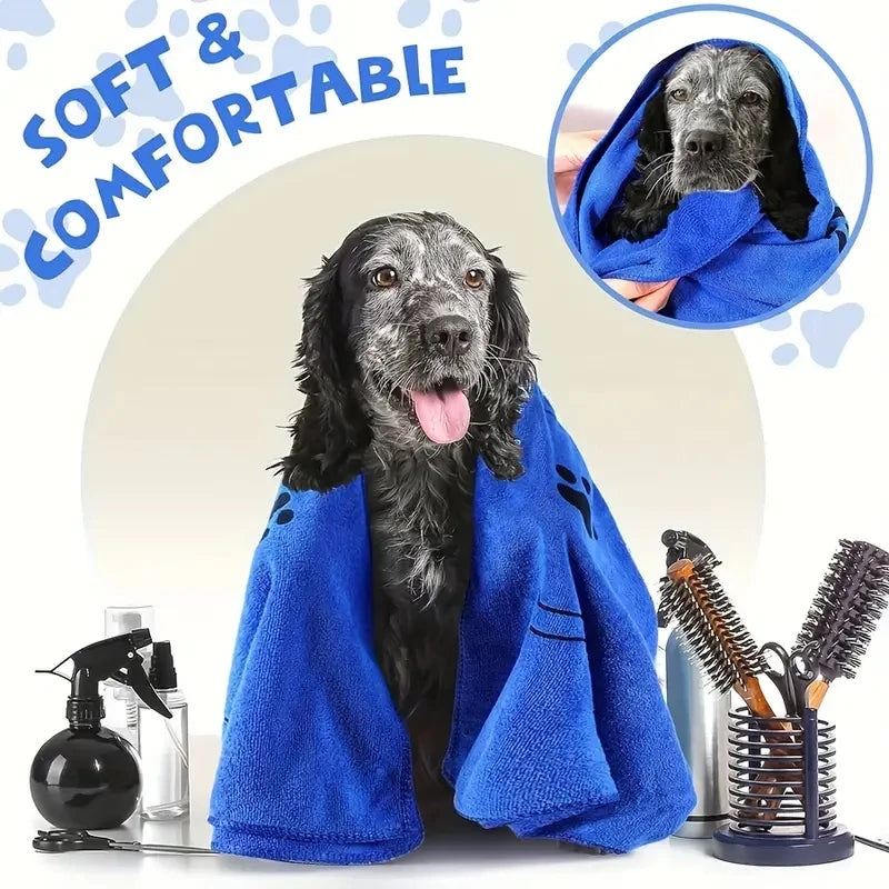 2pcs Soft Microfiber Pet Print Drying Pet Bath Towels