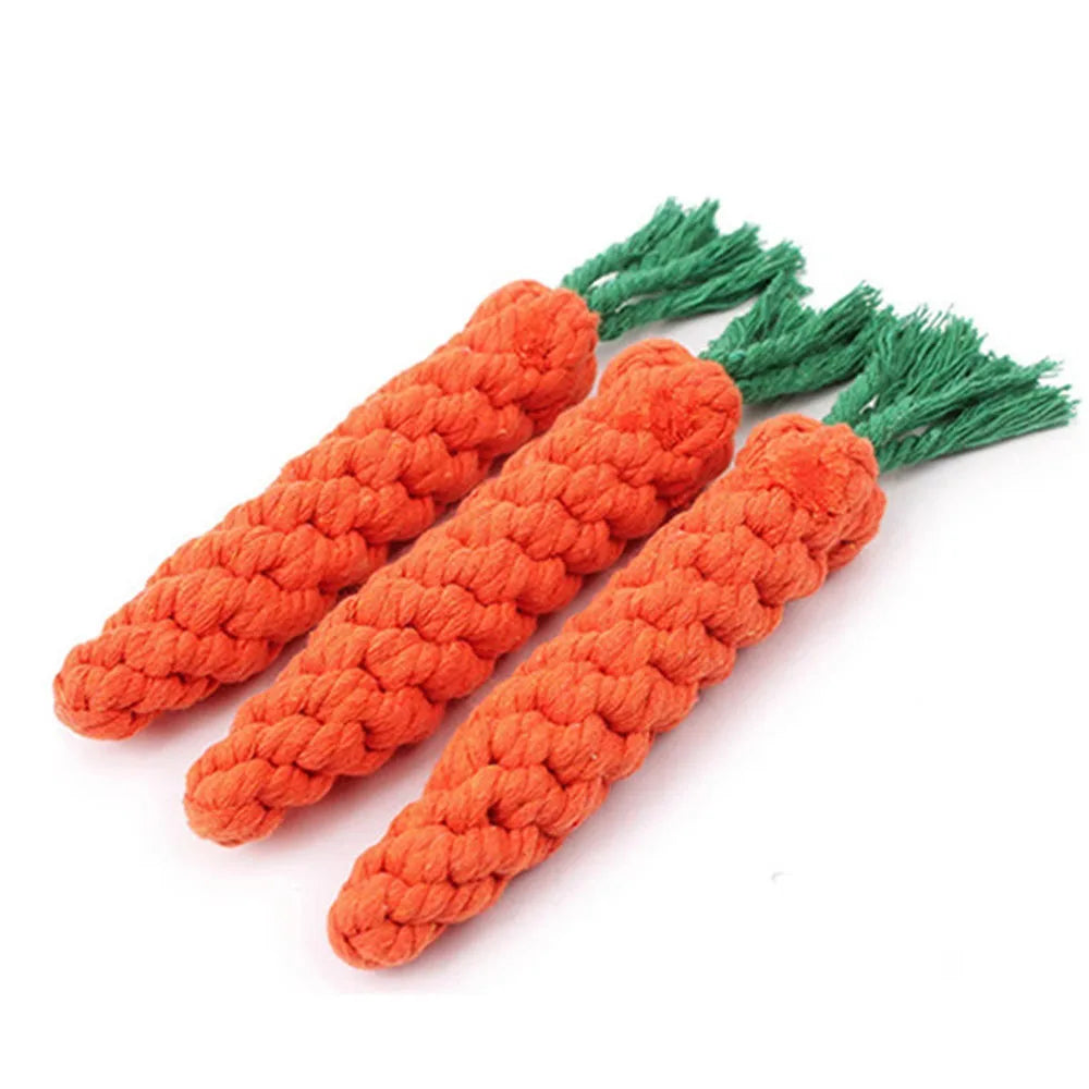 Carrot Bite Rope Pet Chew Toys Safe Durable Braided
