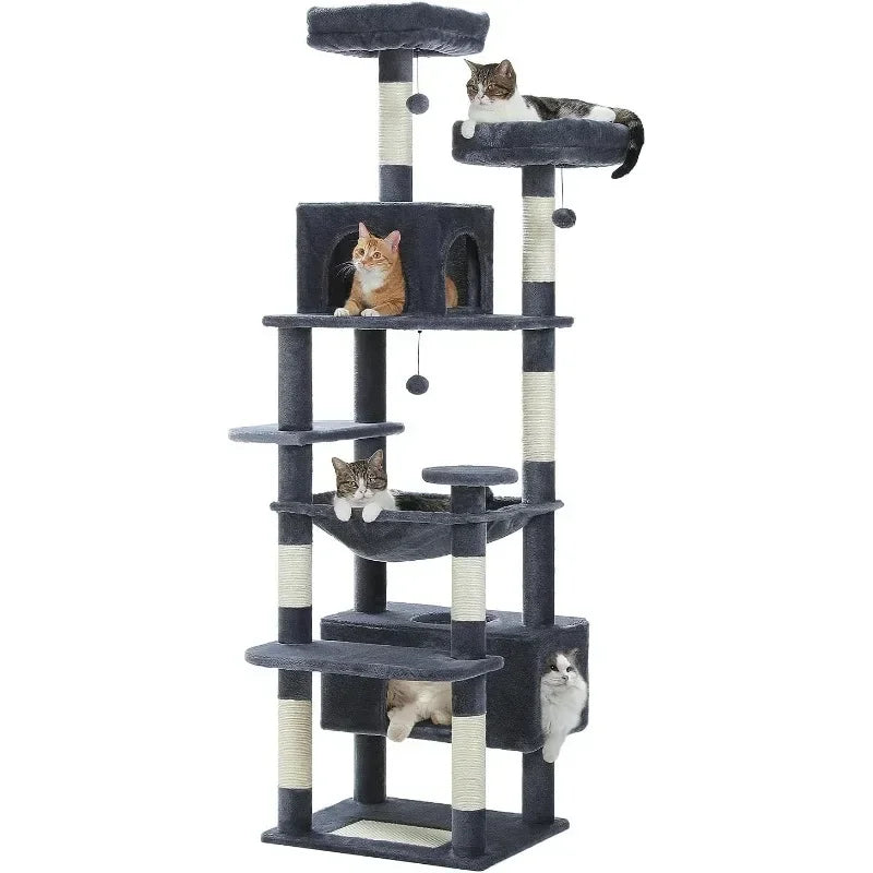 Large Cat Tree Tower Condo with Sisal-Covered Scratching Posts and Pads,