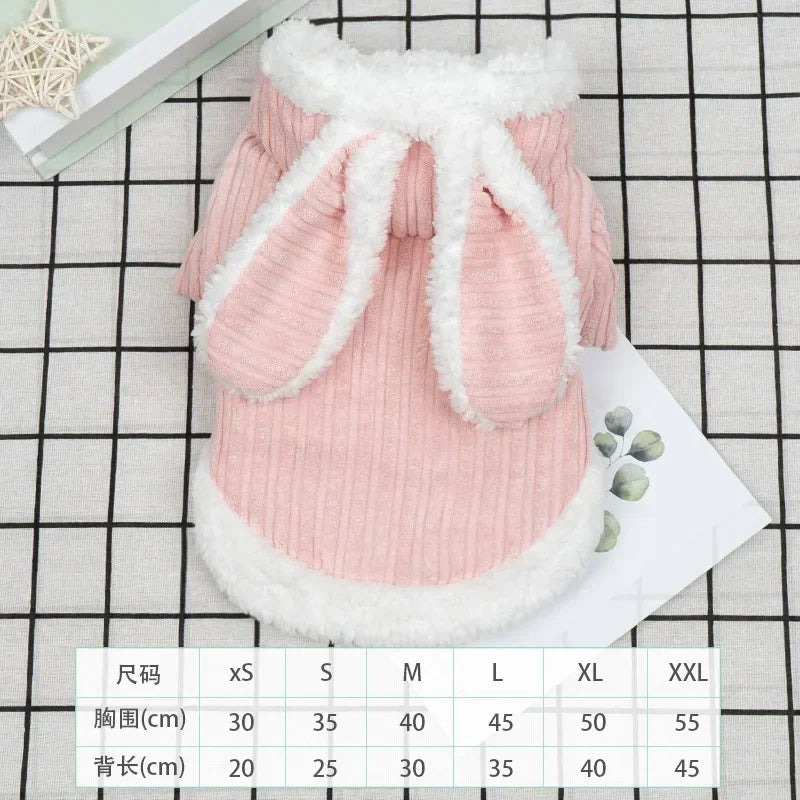 Warm Winter Pet Cute Bunny Ear Coat
