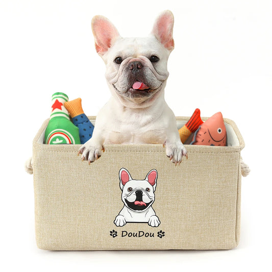 Personalized Pet Image Name Pet Toy Storage Basket