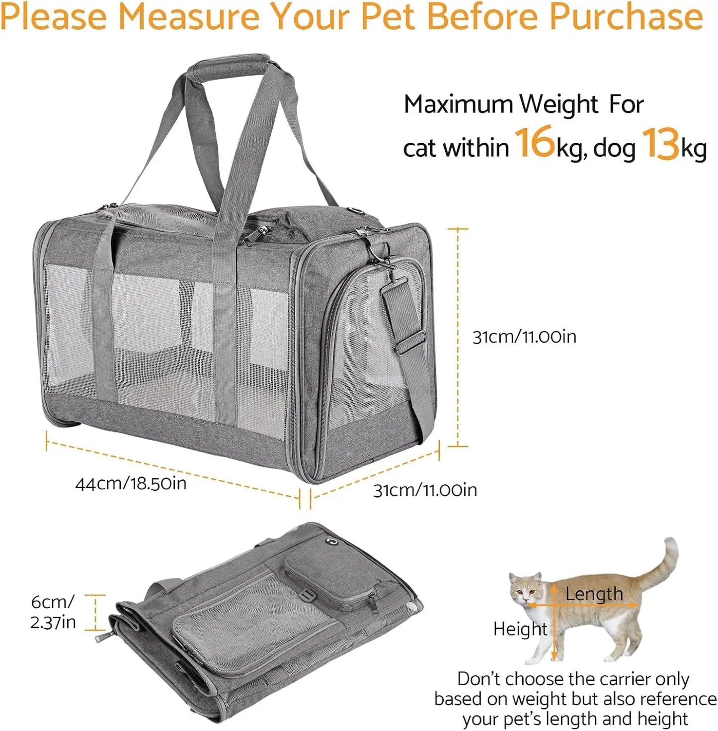 Airline Approved Pet Soft Breathable Carrier