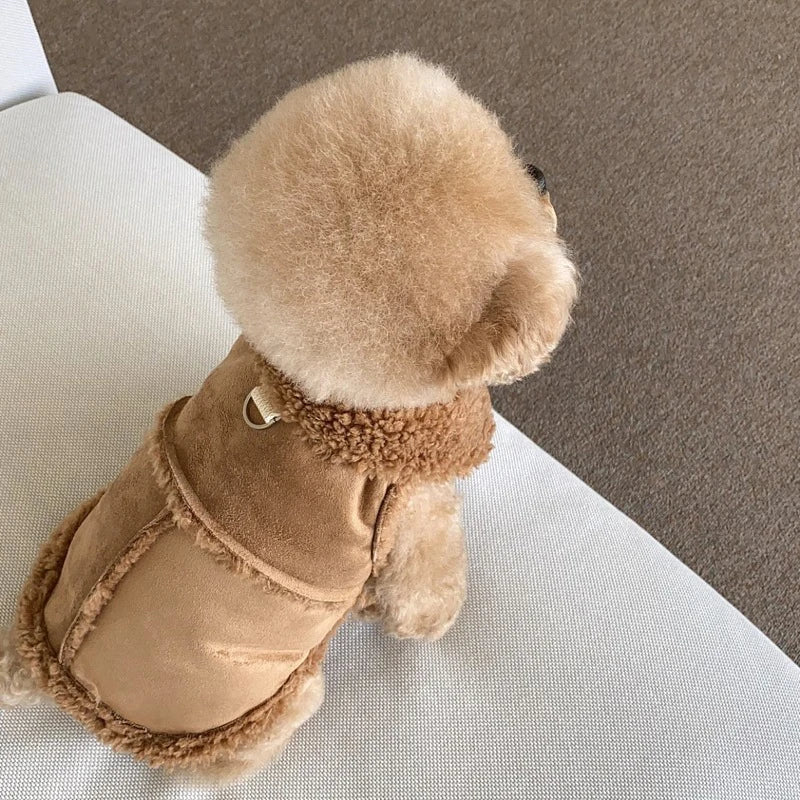 Classic Warm Velvet Small Medium-sized Pet Jacket Vest With Buckle