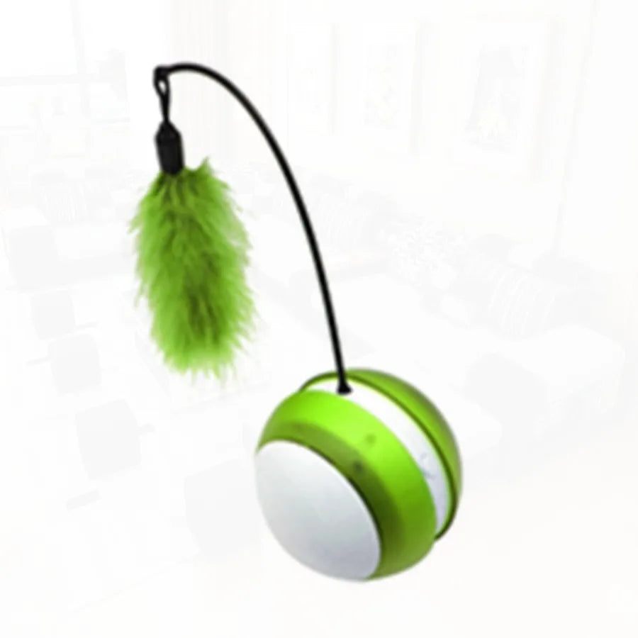 Cat Automatic 360-degree Self Rotating LED Feather and Ball Toy